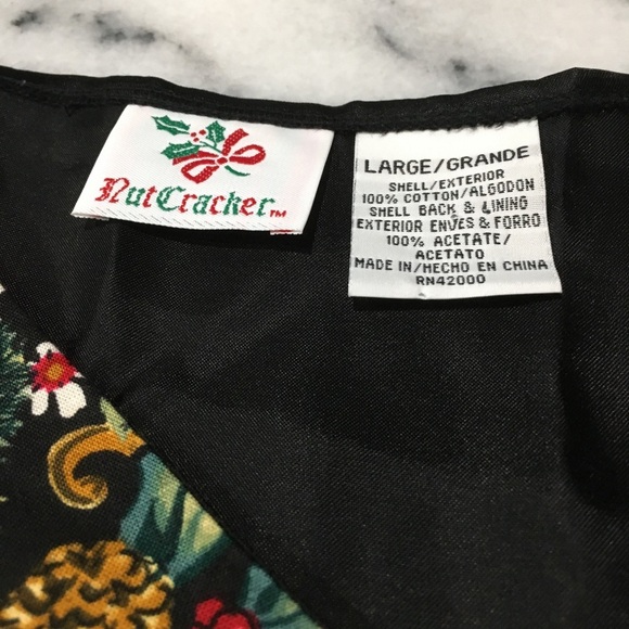 Nutcracker Christmas Vest, Flowered pattern front. Size Large - Picture 6 of 7